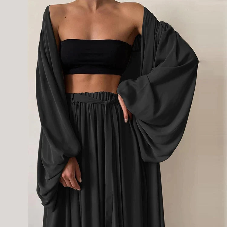 Trendy Women's Summer Two-Piece Set with Top & Trousers - Noelle-Black-S-Nora Luxe