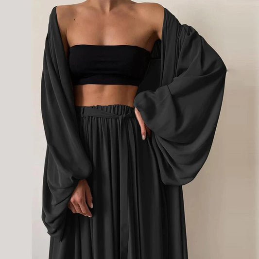 Trendy Women's Summer Two-Piece Set with Top & Trousers - Noelle-Black-S-Nora Luxe