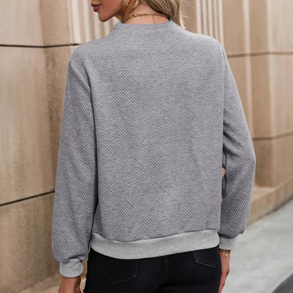 Trendy Women's Sweater with Accent Buttons - Elena-Blue-XS-Nora Luxe