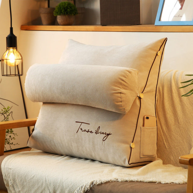 Triangular Back Support Cushion - RelaxBack-Beige-Nora Luxe
