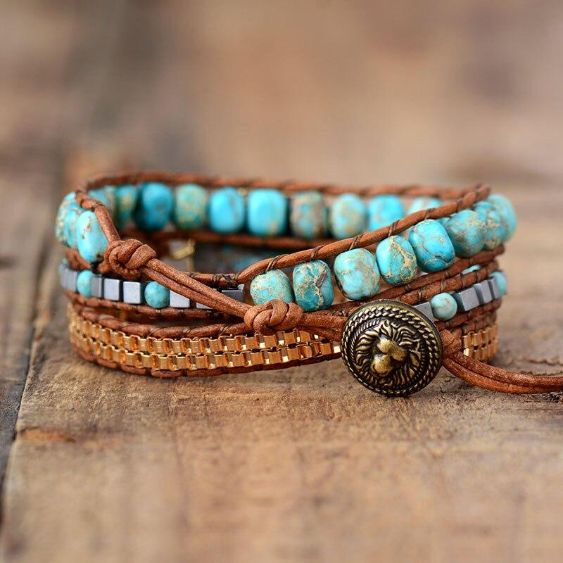 Turquoise Calming Energy Wrap Bracelet - Elara-Nora Luxe