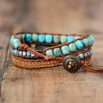 Turquoise Calming Energy Wrap Bracelet - Elara-Nora Luxe