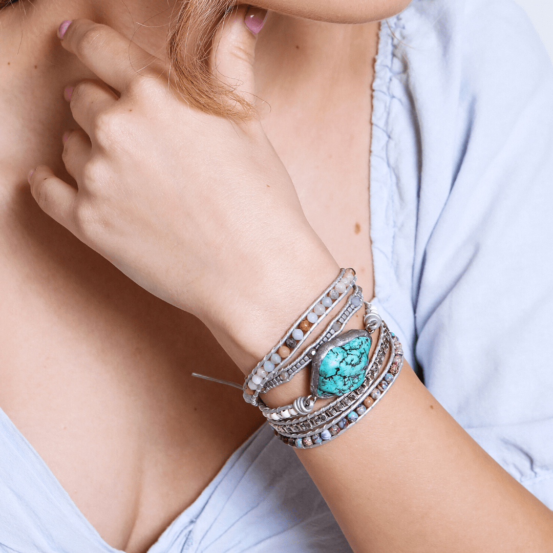 Turquoise Healing and Protection Wrap Bracelet - Selina-Nora Luxe