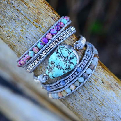 Turquoise Healing and Protection Wrap Bracelet - Selina-Nora Luxe