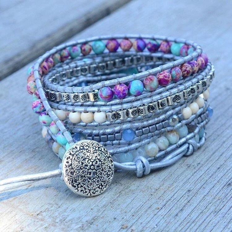 Turquoise Healing and Protection Wrap Bracelet - Selina-Nora Luxe