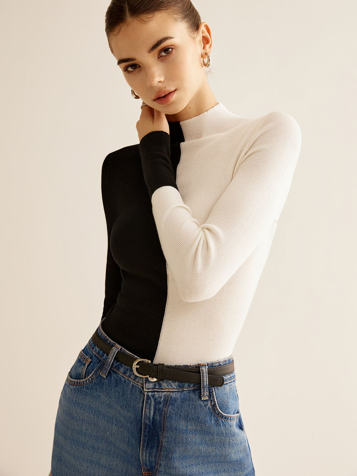 Two-Coloured Sweater for Women - Eloise-XS-Nora Luxe