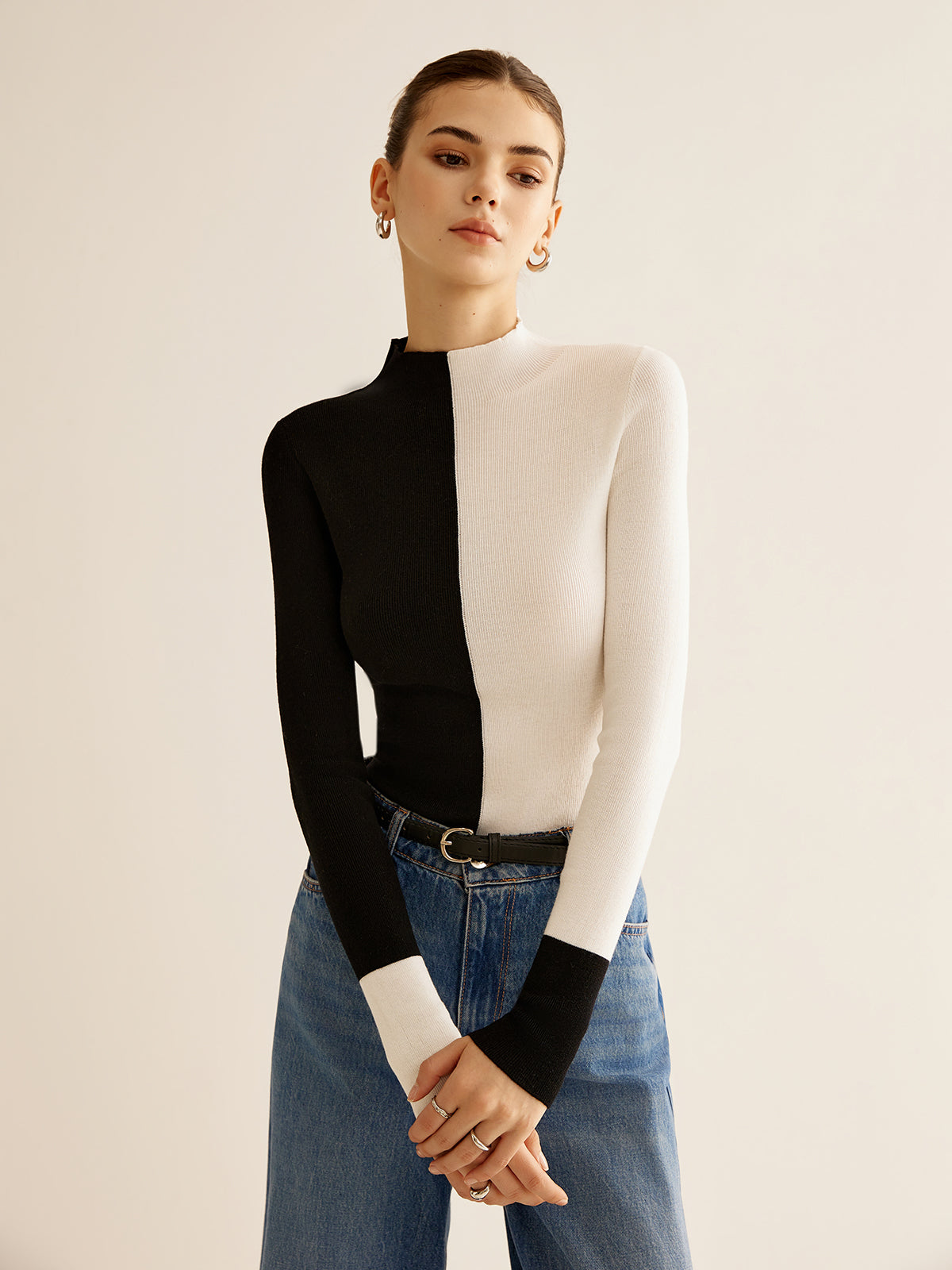 Two-Coloured Sweater for Women - Eloise-XS-Nora Luxe