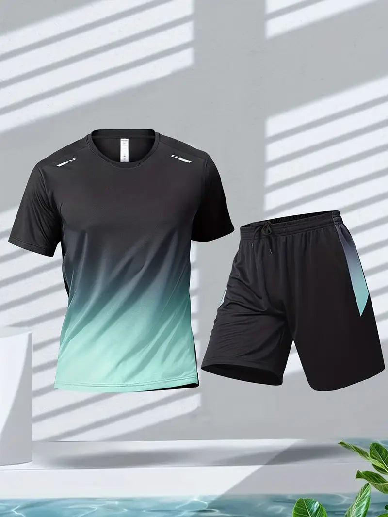 Two-piece breathable men's sports set – Jarek (Buy 1, Get 1 Free)-Black-Green-S-Nora Luxe