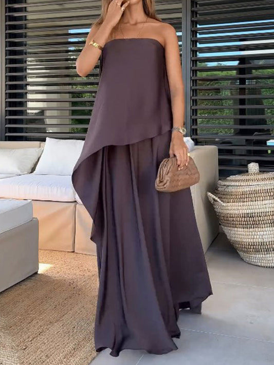 Two-Piece Off-Shoulder Blouse and Maxi Skirt Set for Women – Jolina-XS-Nora Luxe