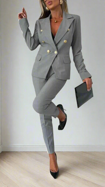 Two-Piece Set for Women – Top and Trousers in Modern Look – Soraya-Grey-S-The Livary