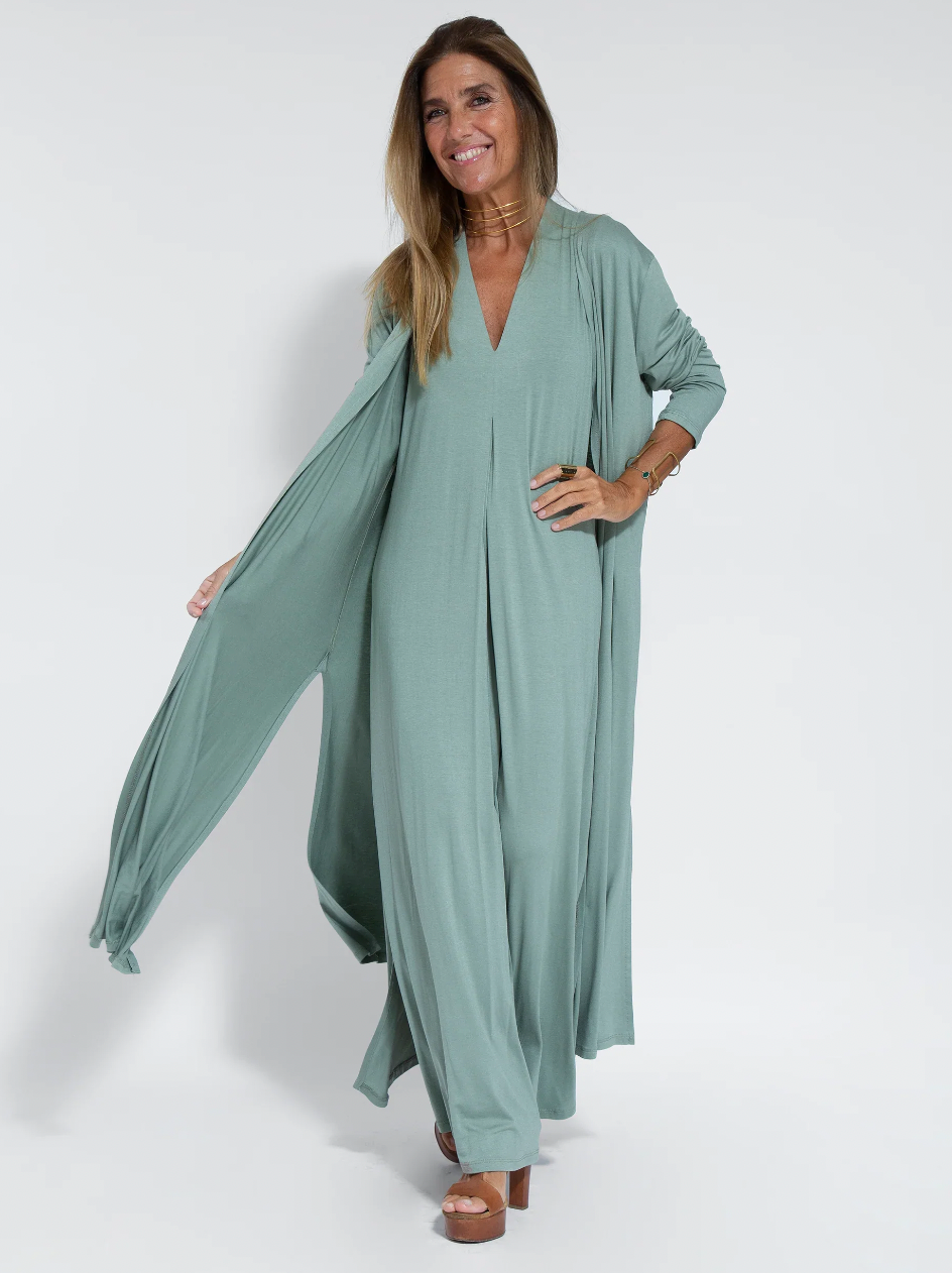 Two-piece Slimming Women's Dress with Vest – Loreen-Blue with vest-S-Nora Luxe