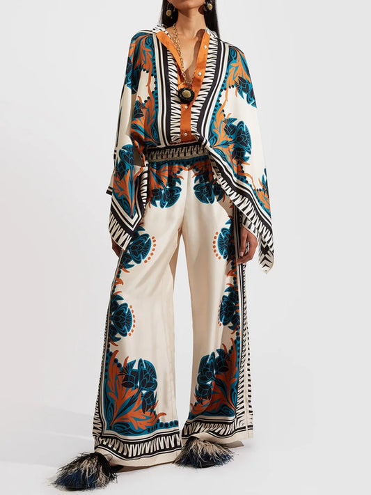 Two-piece Women's Linen Streetwear Set with Ethno Print – Samira-White-S-Nora Luxe