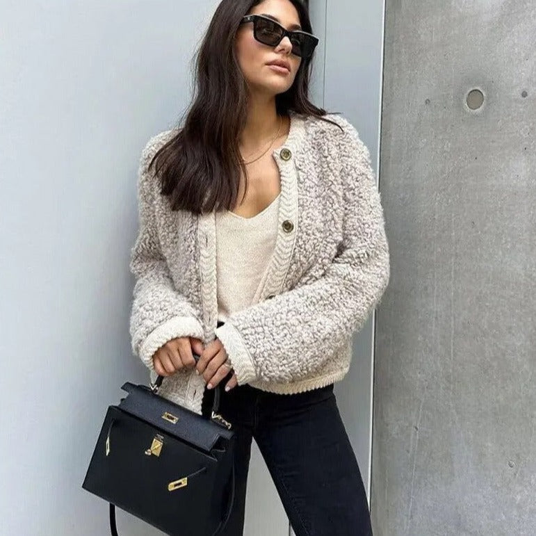Ultra Soft Cardigan Vest - CozyTeddy-Black-S-Nora Luxe