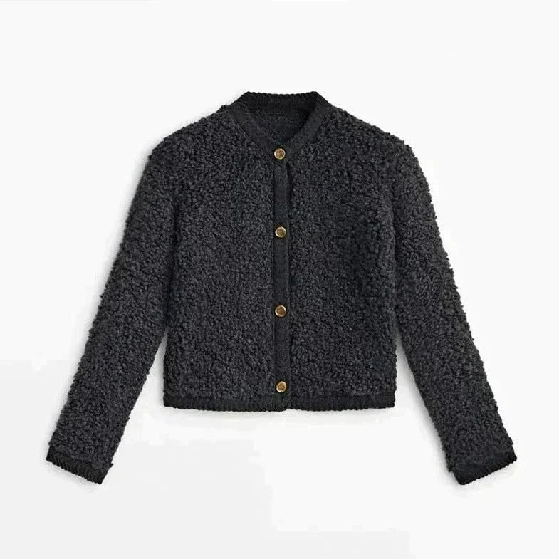 Ultra Soft Cardigan Vest - CozyTeddy-Black-S-Nora Luxe