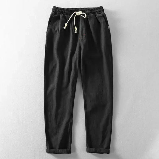 Ultralight Breathable Men's Linen Trousers – Fabio-Black-S-Nora Luxe