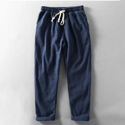 Ultralight Breathable Men's Linen Trousers – Fabio-Dark blue-S-Nora Luxe