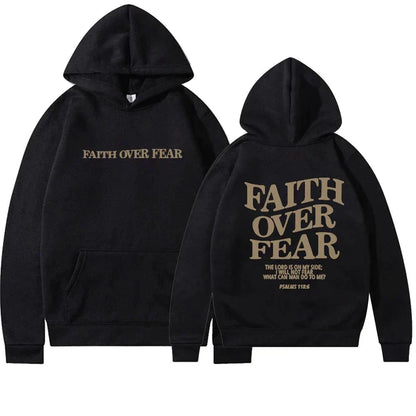 Unisex Hoodie "Faith Over Fear" Psalm 118:6 - Faithmore-Black-XS-Nora Luxe