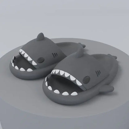 Unisex Lightweight Summer Flip Flops with Shark Design - FinSteps-Gray-2-2.5-State of Style