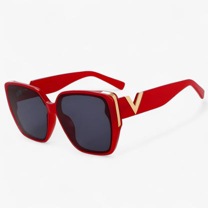 V-shaped mirrored sunglasses – Kryos-Red-Nora Luxe