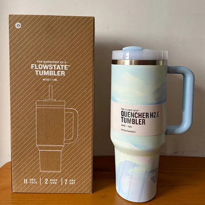 Vacuum Insulated Cup with Lid and Straw - ThermoTumbler-Baby pink-Nora Luxe