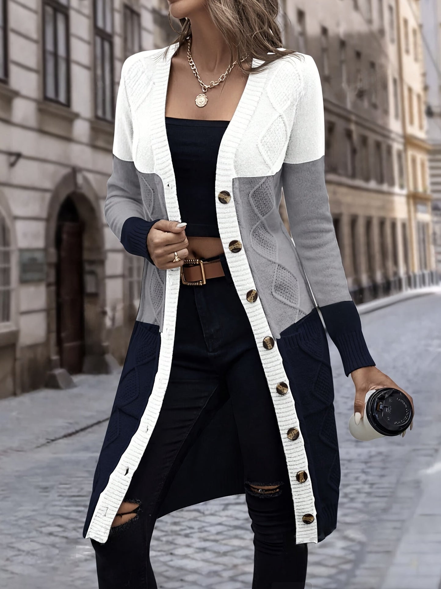 Versatile Long Sleeve Vest - Celeste-Gray-S-Nora Luxe