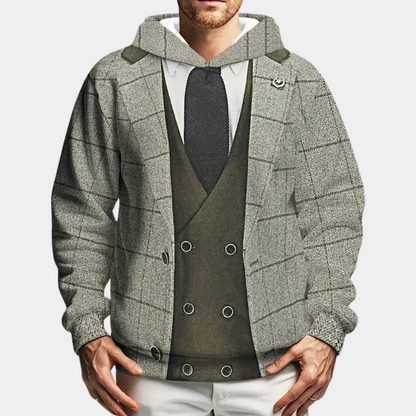 Versatile Men's Hoodie with Check Pattern - Lucian-S-Nora Luxe