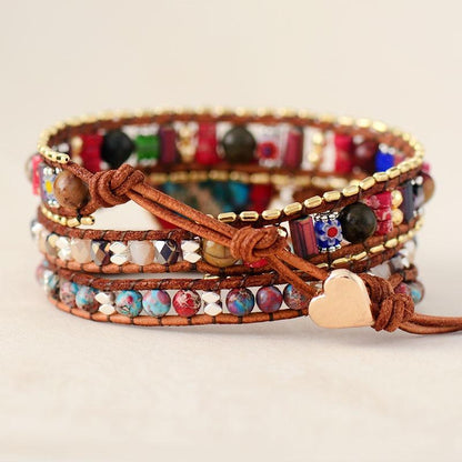 Vibrant Heart Jasper Wrap Bracelet - Elyra-Nora Luxe