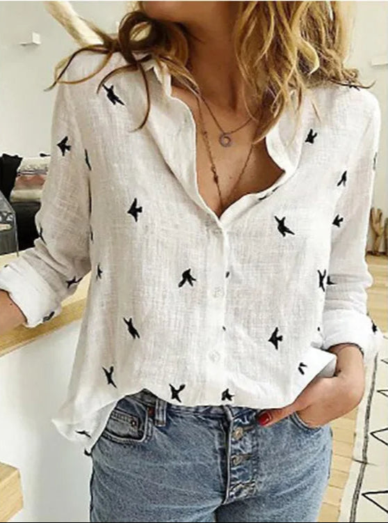 Vintage blouse made of linen mix – Clara-White-S-Nora Luxe