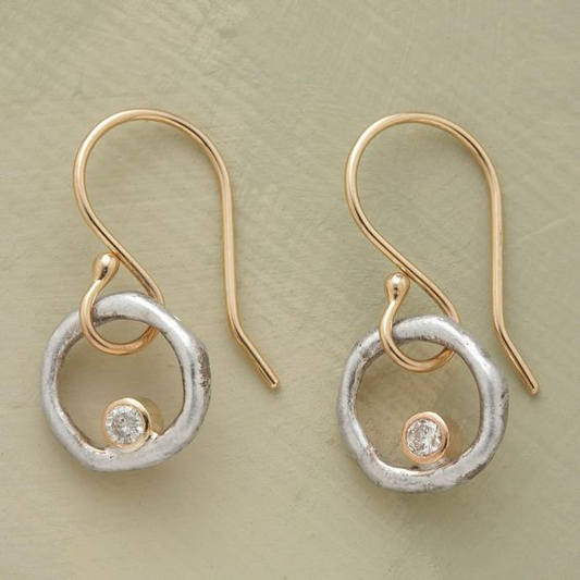 Vintage Gold & Silver Zirconia Earrings - Celeste-Nora Luxe