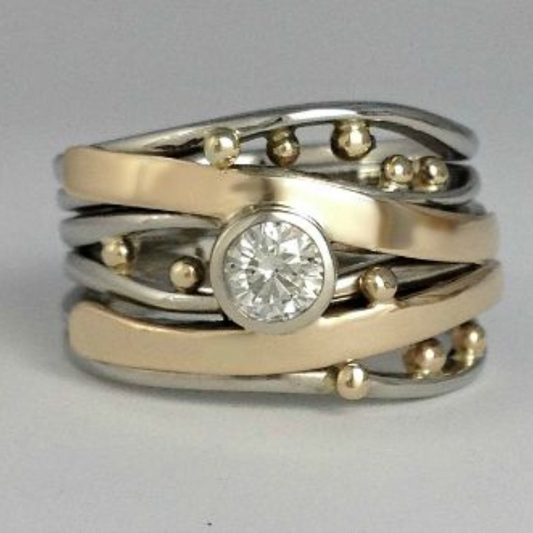 Vintage Gold Zirconia Ring - Celia-6-Nora Luxe