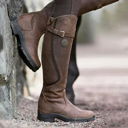 Vintage Knee-High Boots - Luna-Dark Brown-4.5-Nora Luxe