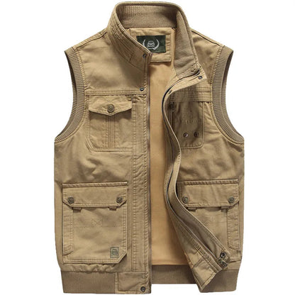 Vintage outdoor vest with practical pockets for men – Elias-Khaki-XS-Nora Luxe