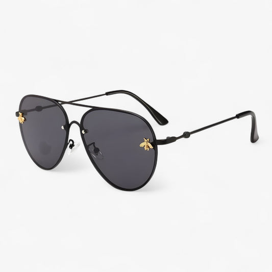 Vintage pilot sunglasses with bee detail – Halcyon-Black-Nora Luxe