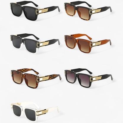 Vintage sunglasses with square frame and drop detail – Elvoir-Black Grey-Nora Luxe