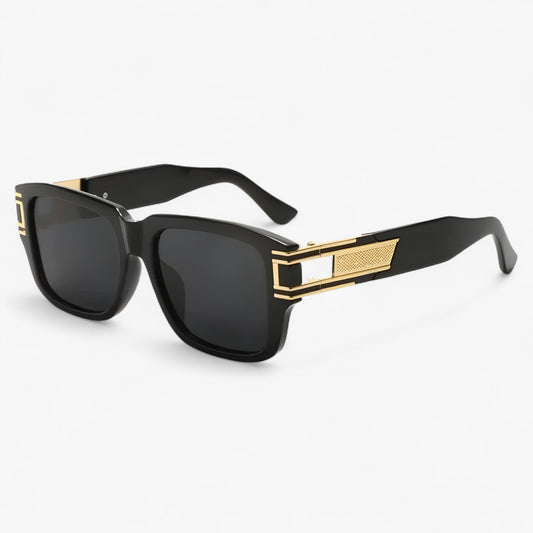 Vintage sunglasses with square frame and drop detail – Elvoir-Black Grey-Nora Luxe