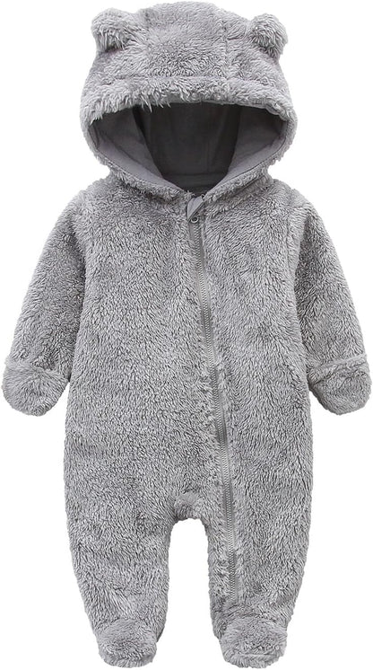 Warm Baby Romper with Hood-Foot-Gray-0-3M-Nora Luxe