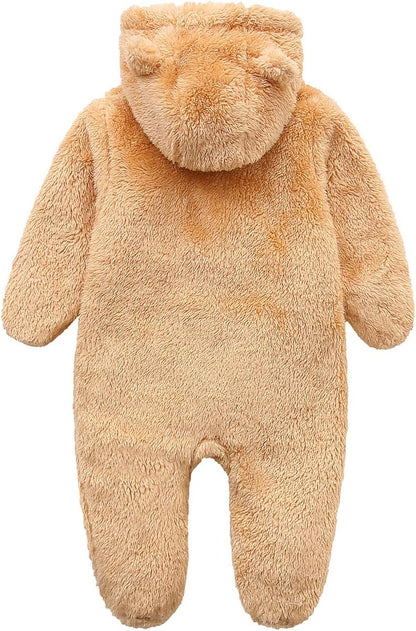 Warm Baby Romper with Hood-Footless-Beige-0-3M-Nora Luxe