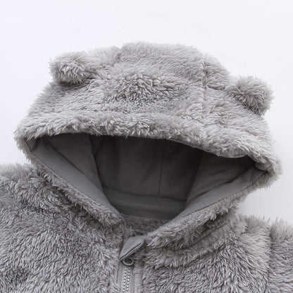 Warm Baby Romper with Hood-Footless-Beige-0-3M-Nora Luxe