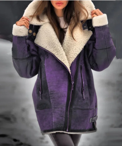 Warm Fleece Jacket for Women - Amara-Purple-S-Nora Luxe