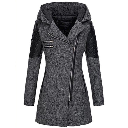 Warm Long Ladies Winter Coat - Aria-Dark Gray-S-Nora Luxe