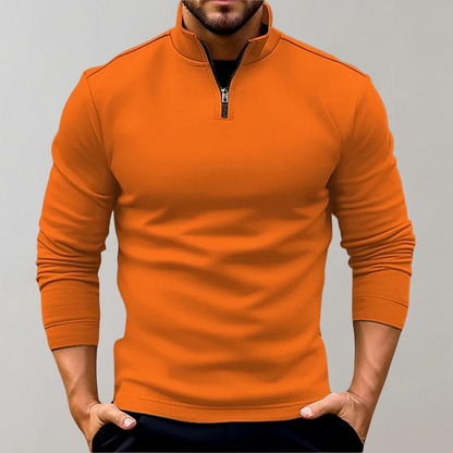 Warm Men's Sweater with Zip - Elias-Orange-S-Nora Luxe