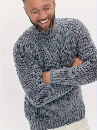 Warm Plain Knitted Sweater for Men - Elliot-Gray-XS-Nora Luxe
