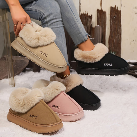 Warm Plush Ladies Slippers with Non-slip Sole - Sienna-Khaki-2.5-Nora Luxe