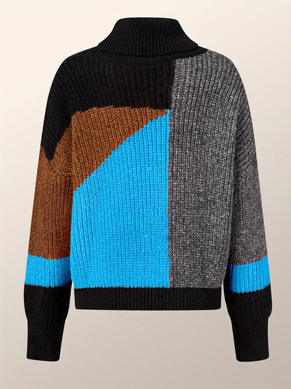 Warm Sweater with Collar - Lorena-Blue-S-Nora Luxe