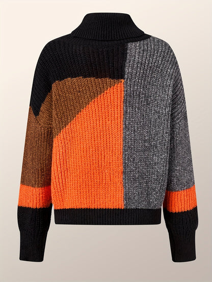 Warm Sweater with Collar - Lorena-Orange-S-Nora Luxe