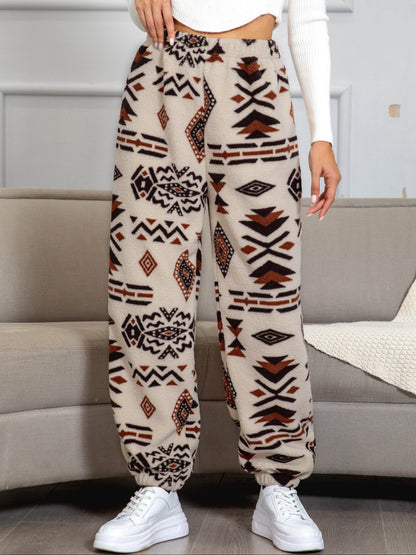 Warm Sweatpants with Aztec Print - Amira-S-Nora Luxe