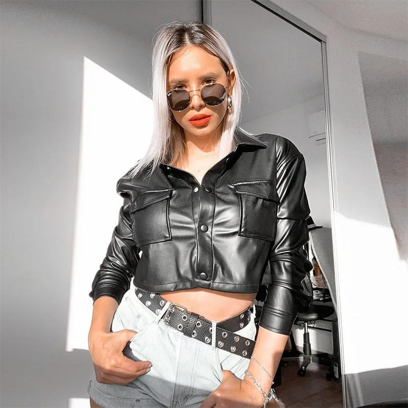 Waterproof Leather Summer Jacket for Women – Celeste-Black-S-State of Style