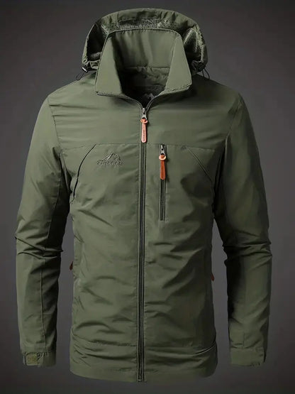 Waterproof Men's Varsity Jacket - StormGuard-Olive Green-M-Nora Luxe