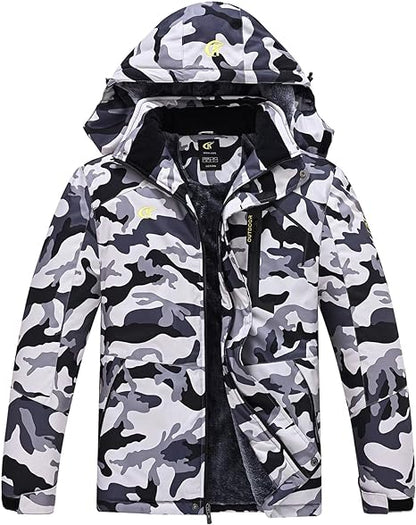 Waterproof Men's Winter Jacket - Max-Camouflage Gray/White-S-Nora Luxe
