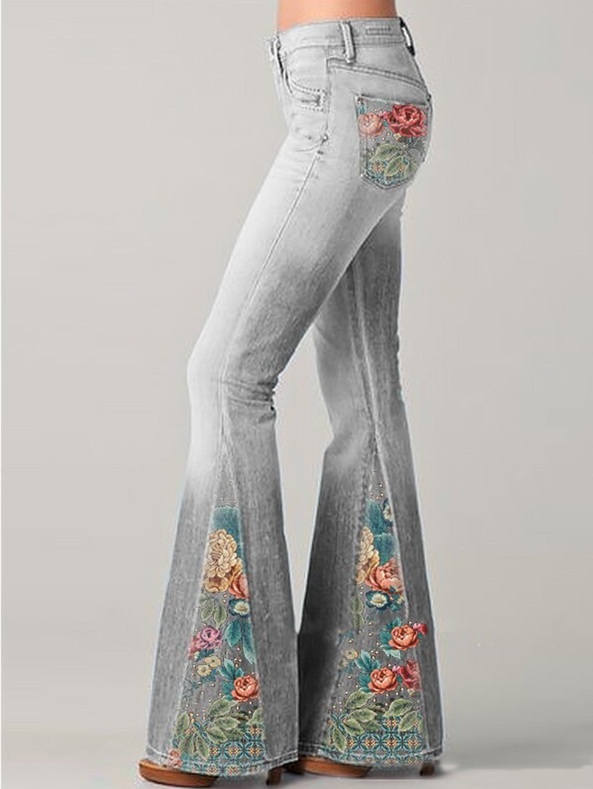 Wide Leg Trousers with Trendy Floral Print - Luna-Blue-S-The Livary